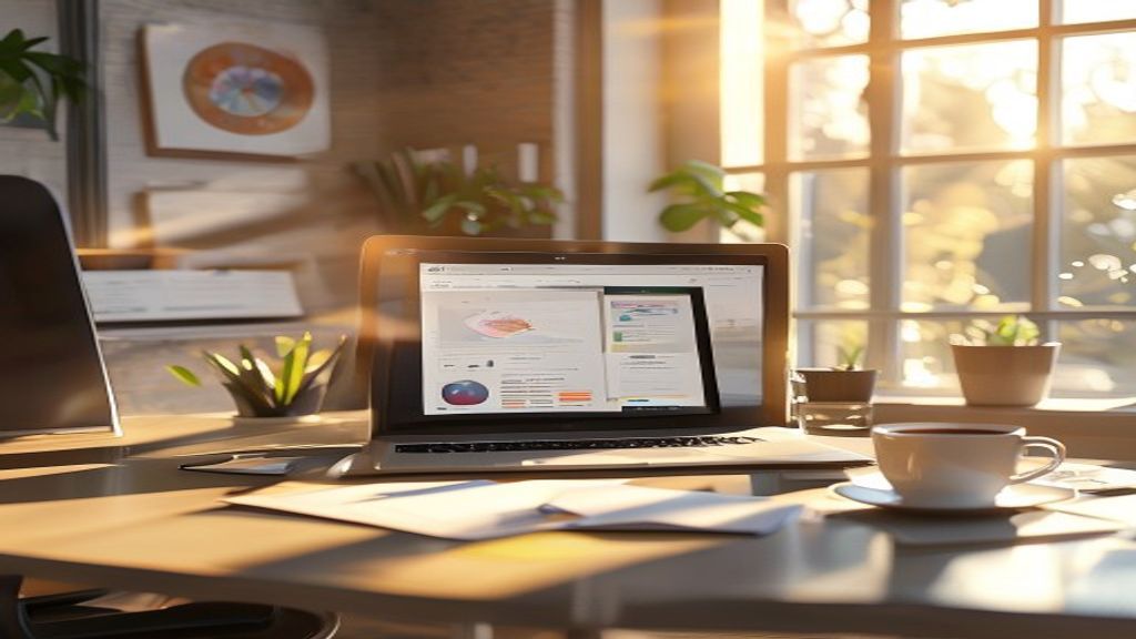 professional workspace showing laptop with best tools creating presentations online 2026 on screen