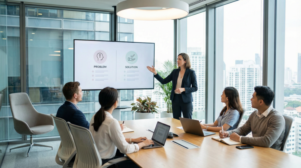 Business proposal presentation showing essential slides for closing deals