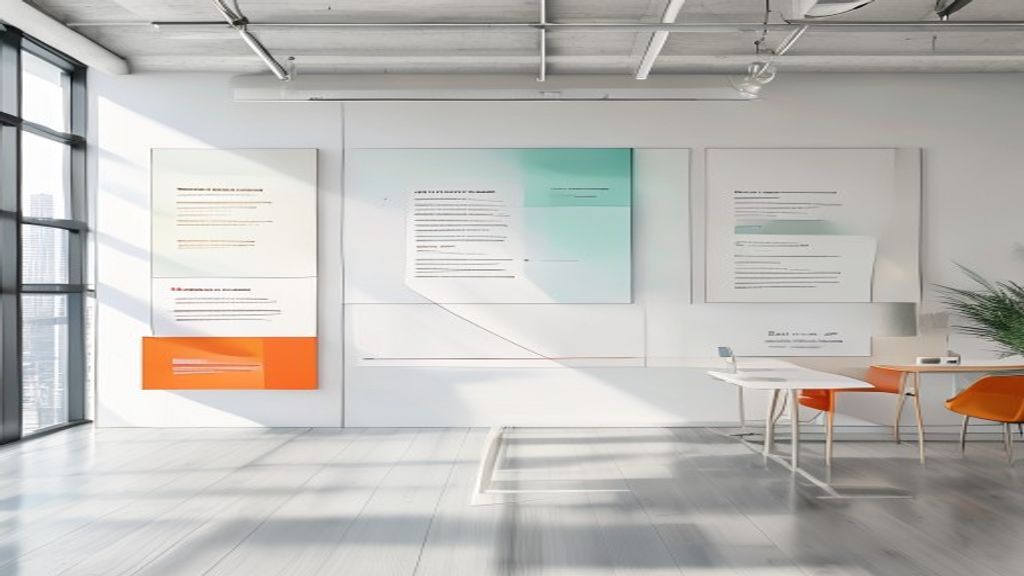 Business presentation structure with three main sections and supporting slides