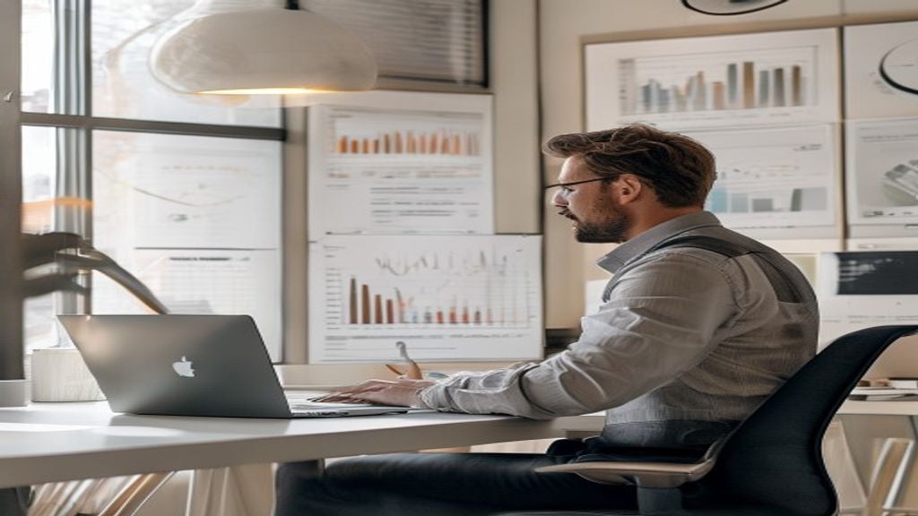 Founder reviewing traction metrics on laptop—startup growth chart example