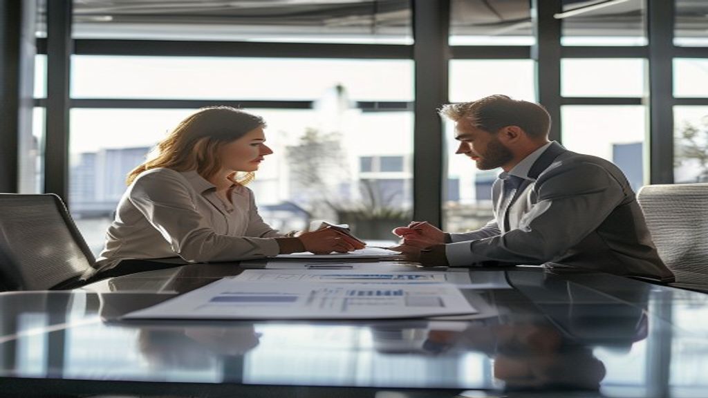 Franchisee and franchisor review a professional franchise pitch presentation deck at conference table