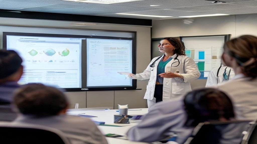 Healthcare presentation with data sources displayed to build credibility with clinical staff